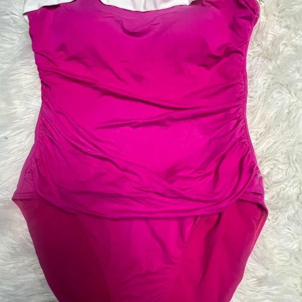 Ralph Lauren one piece bathing suit halter pink and white size 10 - Picture 2 of 5